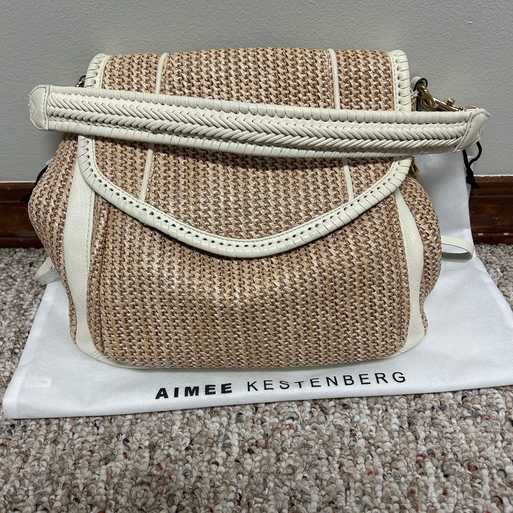 Aimee Kestenberg Woven All For Love convertible shoulder bag in Tan and Cream
